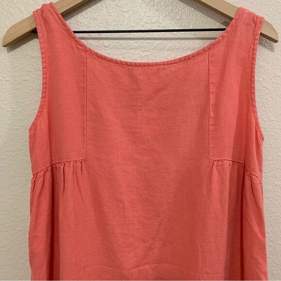 Garnet Hill Linen Dress Women’s 4 Orange Sleeveless Scoop Neck Relaxed. - Picture 5 of 13